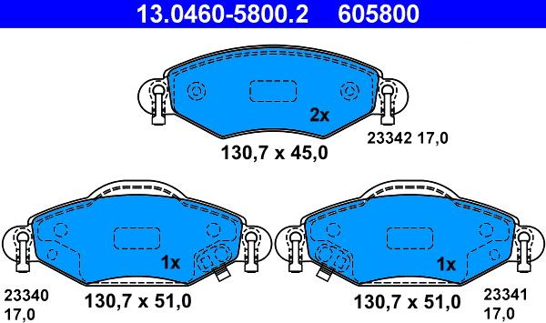 ATE 13.0460-5800.2 - Bremžu uzliku kompl., Disku bremzes autospares.lv