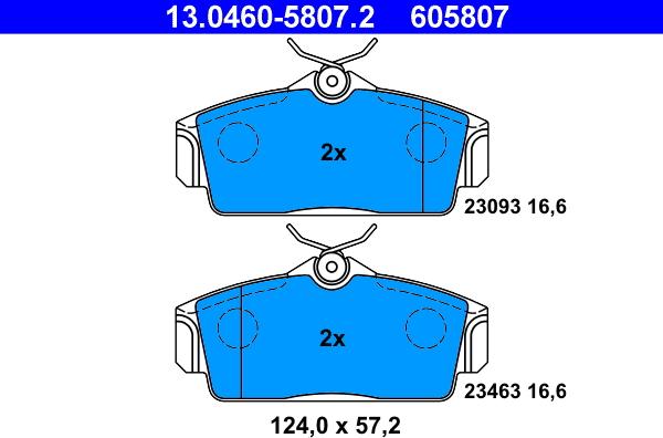 ATE 13.0460-5807.2 - Bremžu uzliku kompl., Disku bremzes autospares.lv