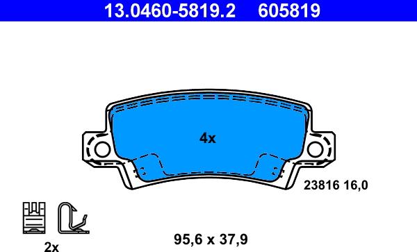 ATE 13.0460-5819.2 - Bremžu uzliku kompl., Disku bremzes www.autospares.lv