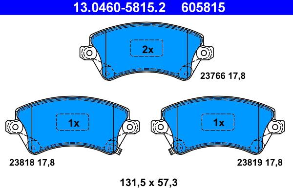 ATE 13.0460-5815.2 - Bremžu uzliku kompl., Disku bremzes www.autospares.lv