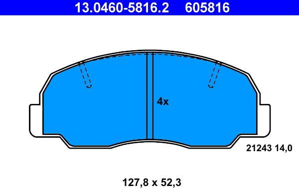 ATE 13.0460-5816.2 - Brake Pad Set, disc brake www.autospares.lv