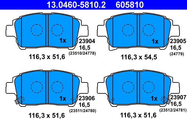 ATE 13.0460-5810.2 - Brake Pad Set, disc brake www.autospares.lv