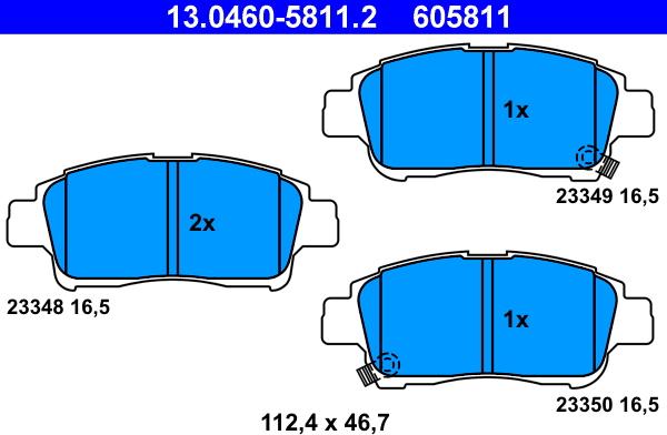 ATE 13.0460-5811.2 - Bremžu uzliku kompl., Disku bremzes autospares.lv