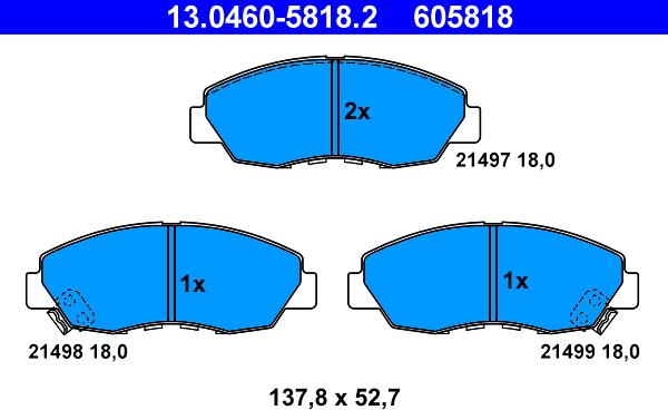 ATE 13.0460-5818.2 - Bremžu uzliku kompl., Disku bremzes autospares.lv