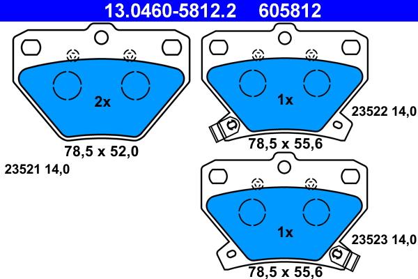 ATE 13.0460-5812.2 - Bremžu uzliku kompl., Disku bremzes www.autospares.lv