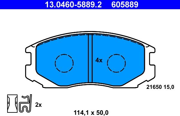 ATE 13.0460-5889.2 - Bremžu uzliku kompl., Disku bremzes www.autospares.lv