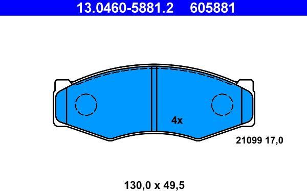 ATE 13.0460-5881.2 - Brake Pad Set, disc brake www.autospares.lv