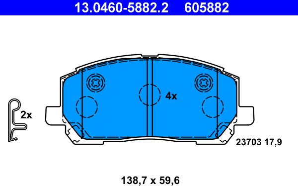 ATE 13.0460-5882.2 - Bremžu uzliku kompl., Disku bremzes www.autospares.lv