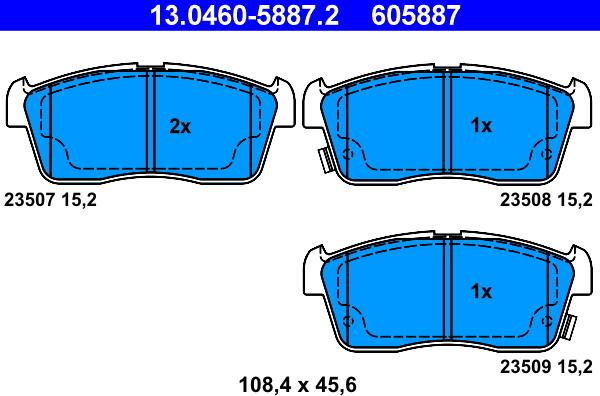 ATE 13.0460-5887.2 - Bremžu uzliku kompl., Disku bremzes www.autospares.lv