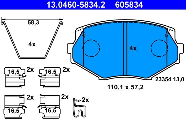 ATE 13.0460-5834.2 - Bremžu uzliku kompl., Disku bremzes www.autospares.lv