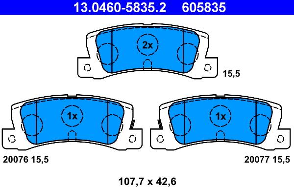 ATE 13.0460-5835.2 - Bremžu uzliku kompl., Disku bremzes autospares.lv