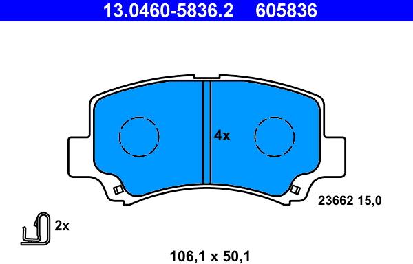 ATE 13.0460-5836.2 - Bremžu uzliku kompl., Disku bremzes www.autospares.lv