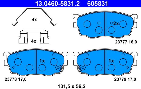 ATE 13.0460-5831.2 - Bremžu uzliku kompl., Disku bremzes www.autospares.lv