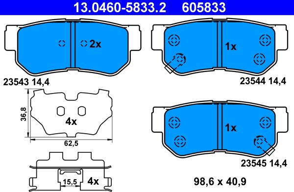 ATE 13.0460-5833.2 - Brake Pad Set, disc brake www.autospares.lv