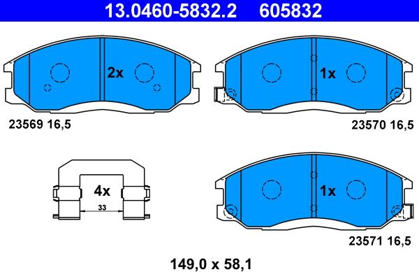 ATE 13.0460-5832.2 - Bremžu uzliku kompl., Disku bremzes www.autospares.lv