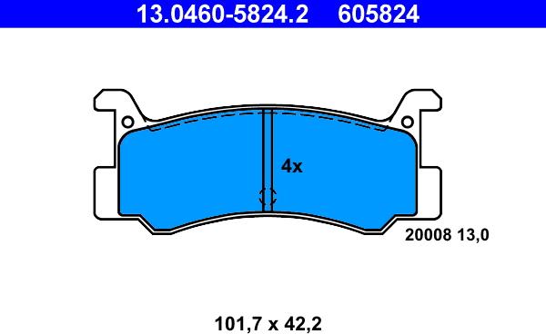 ATE 13.0460-5824.2 - Bremžu uzliku kompl., Disku bremzes autospares.lv