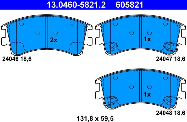 ATE 13.0460-5821.2 - Bremžu uzliku kompl., Disku bremzes autospares.lv