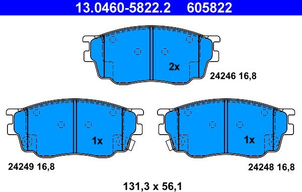 ATE 13.0460-5822.2 - Bremžu uzliku kompl., Disku bremzes www.autospares.lv