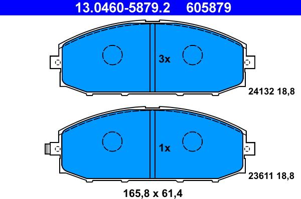 ATE 13.0460-5879.2 - Тормозные колодки, дисковые, комплект www.autospares.lv