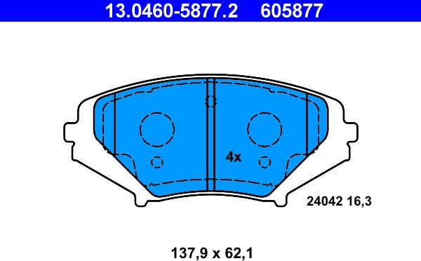 ATE 13.0460-5877.2 - Bremžu uzliku kompl., Disku bremzes www.autospares.lv