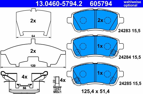 ATE 13.0460-5794.2 - Bremžu uzliku kompl., Disku bremzes www.autospares.lv