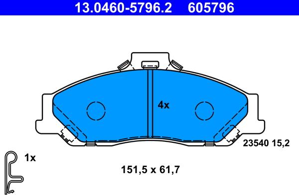 ATE 13.0460-5796.2 - Bremžu uzliku kompl., Disku bremzes www.autospares.lv