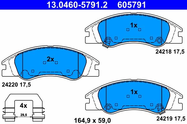 ATE 13.0460-5791.2 - Bremžu uzliku kompl., Disku bremzes autospares.lv