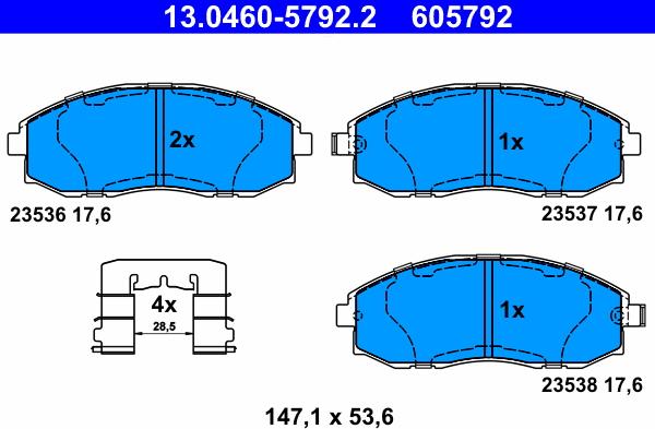 ATE 13.0460-5792.2 - Bremžu uzliku kompl., Disku bremzes www.autospares.lv