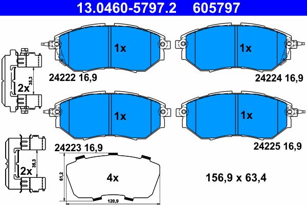 ATE 13.0460-5797.2 - Bremžu uzliku kompl., Disku bremzes autospares.lv