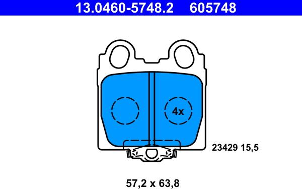 ATE 13.0460-5748.2 - Bremžu uzliku kompl., Disku bremzes autospares.lv