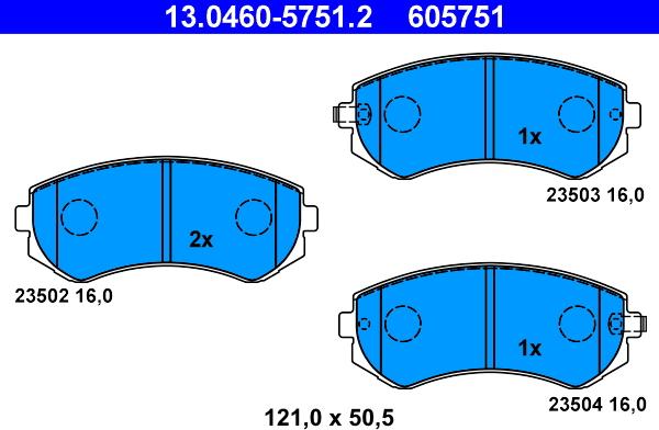 ATE 13.0460-5751.2 - Bremžu uzliku kompl., Disku bremzes www.autospares.lv