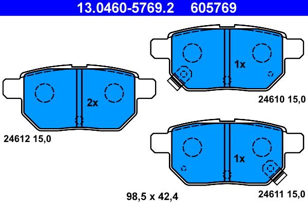 ATE 13.0460-5769.2 - Bremžu uzliku kompl., Disku bremzes autospares.lv