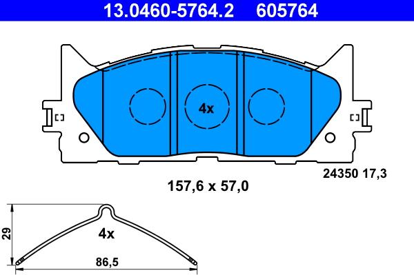 ATE 13.0460-5764.2 - Bremžu uzliku kompl., Disku bremzes autospares.lv