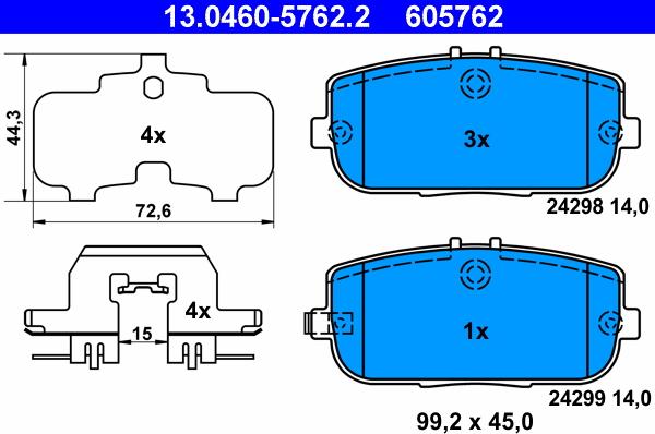 ATE 13.0460-5762.2 - Bremžu uzliku kompl., Disku bremzes www.autospares.lv