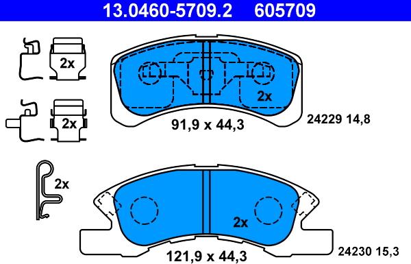 ATE 13.0460-5709.2 - Bremžu uzliku kompl., Disku bremzes www.autospares.lv