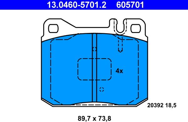 ATE 13.0460-5701.2 - Bremžu uzliku kompl., Disku bremzes autospares.lv