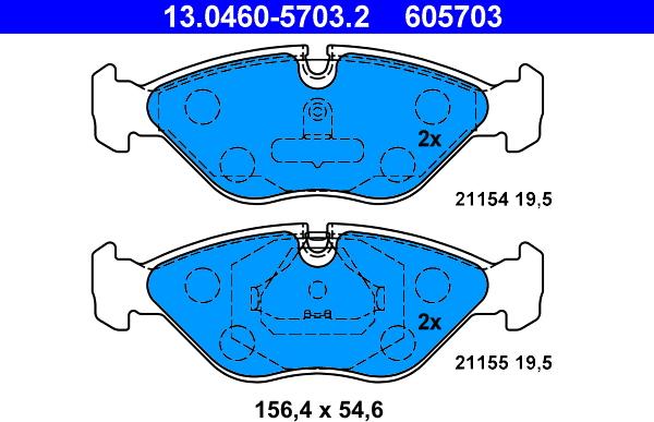 ATE 13.0460-5703.2 - Bremžu uzliku kompl., Disku bremzes www.autospares.lv