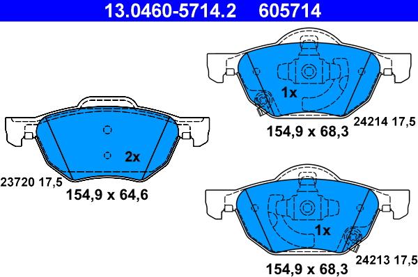 ATE 13.0460-5714.2 - Bremžu uzliku kompl., Disku bremzes www.autospares.lv