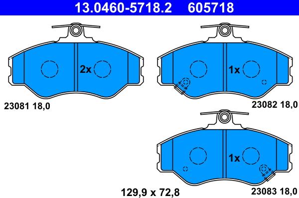 ATE 13.0460-5718.2 - Тормозные колодки, дисковые, комплект www.autospares.lv