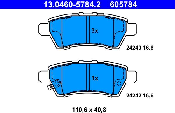 ATE 13.0460-5784.2 - Bremžu uzliku kompl., Disku bremzes www.autospares.lv