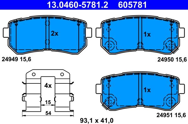 ATE 13.0460-5781.2 - Brake Pad Set, disc brake www.autospares.lv