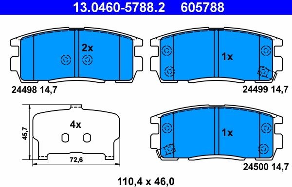 ATE 13.0460-5788.2 - Bremžu uzliku kompl., Disku bremzes autospares.lv