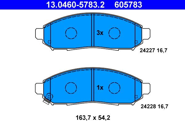 ATE 13.0460-5783.2 - Bremžu uzliku kompl., Disku bremzes www.autospares.lv