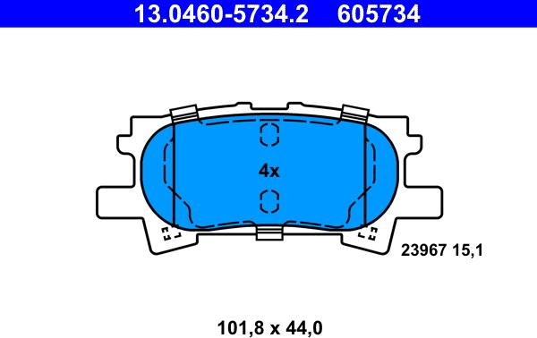 ATE 13.0460-5734.2 - Bremžu uzliku kompl., Disku bremzes www.autospares.lv