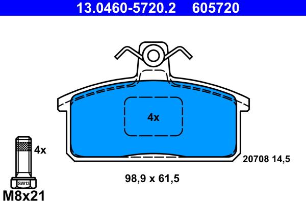 ATE 13.0460-5720.2 - Bremžu uzliku kompl., Disku bremzes autospares.lv