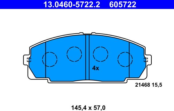 ATE 13.0460-5722.2 - Bremžu uzliku kompl., Disku bremzes www.autospares.lv