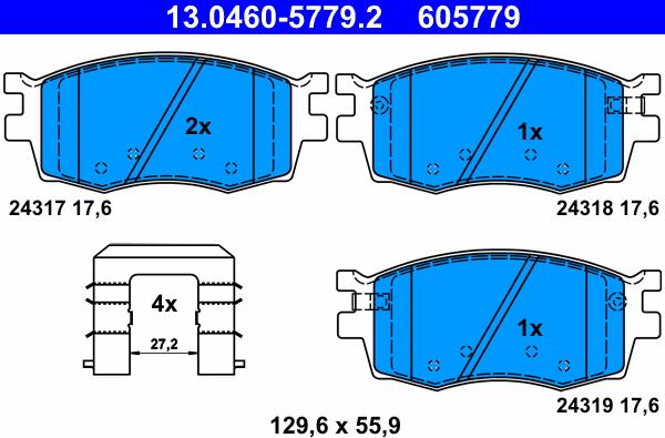 ATE 13.0460-5779.2 - Bremžu uzliku kompl., Disku bremzes www.autospares.lv