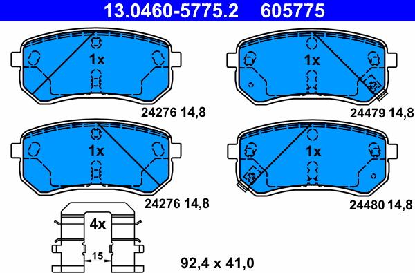 ATE 13.0460-5775.2 - Brake Pad Set, disc brake www.autospares.lv