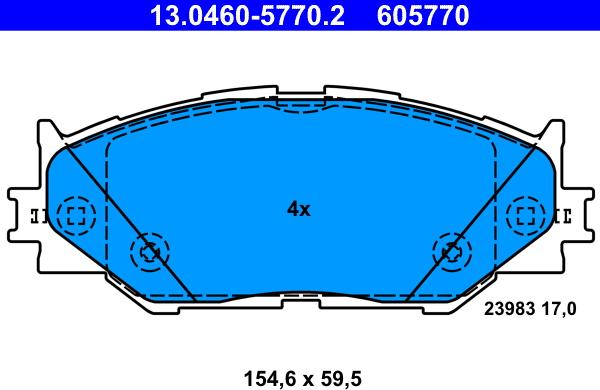 ATE 13.0460-5770.2 - Bremžu uzliku kompl., Disku bremzes www.autospares.lv