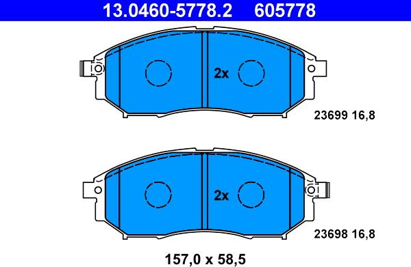 ATE 13.0460-5778.2 - Bremžu uzliku kompl., Disku bremzes www.autospares.lv